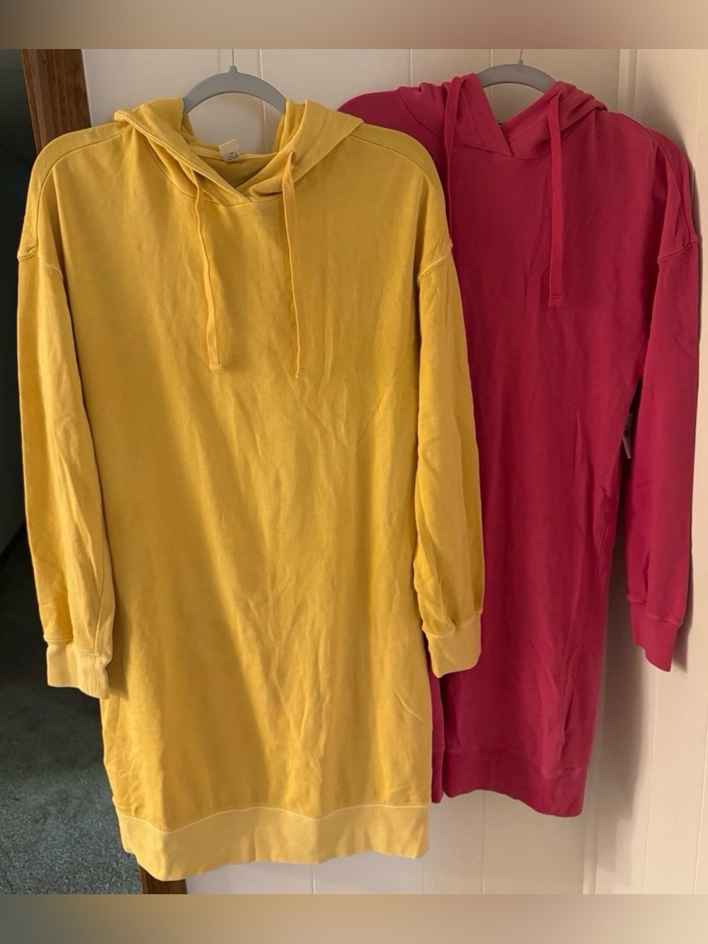 NWT 2-pc. Old Navy Lot Yellow & Pink Hooded Dresses, Size Medium Bundle